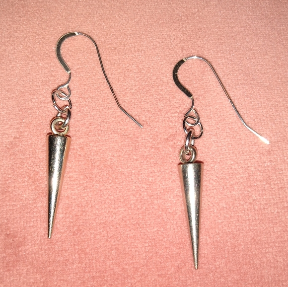 KATTA Spike Dangle Earrings Solid 925 Sterling Silver Ear Wires Punk Goth Spikes - Picture 3 of 5